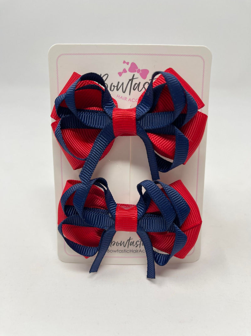 2.5 Inch Bows - Red & Navy - 2 Pack