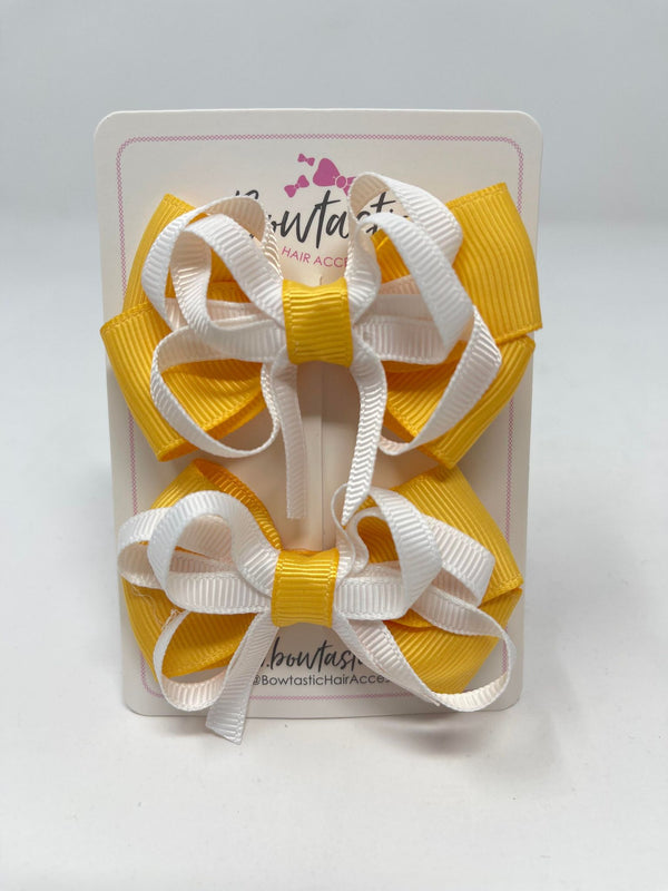 2.5 Inch Bows - White & Yellow Gold - 2 Pack