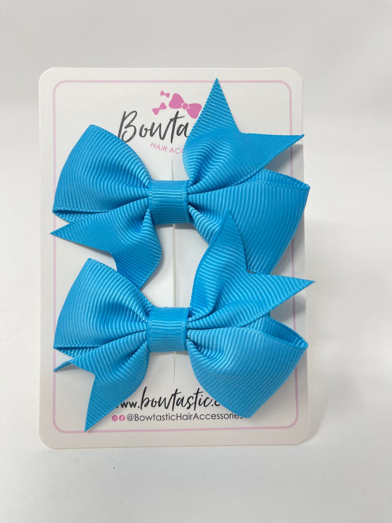 2.5 Inch Flat Bow Style 2 - Turquoise - 2 Pack