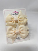2.5 Inch Flat Bow Style 2 - Cream - 2 Pack