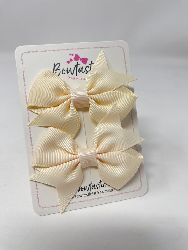 2.5 Inch Flat Bow Style 2 - Cream - 2 Pack
