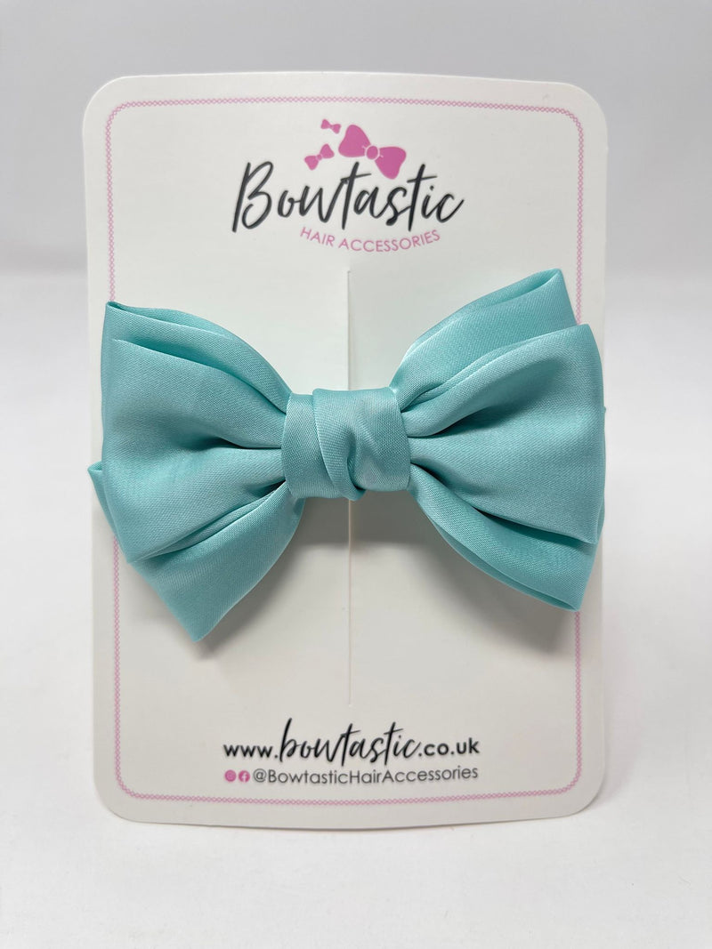 4 Inch Satin Bow - Aqua