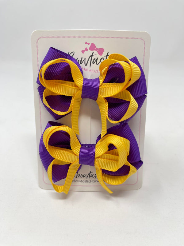 2.5 Inch Bows - Yellow Gold & Purple - 2 Pack