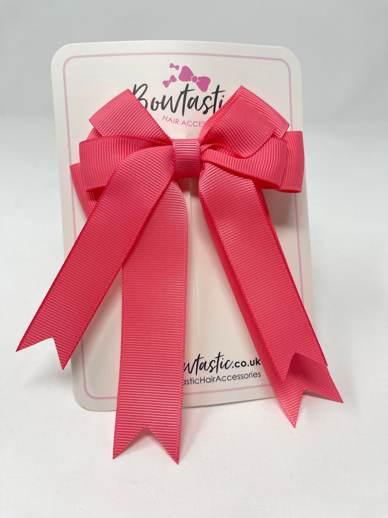 4 Inch Double Tail Bow - Coral Rose