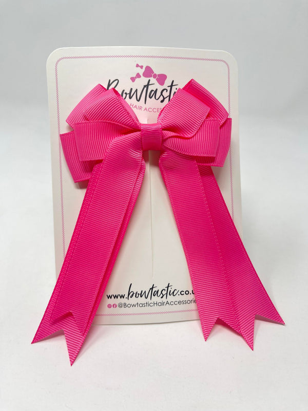 4 Inch Double Tail Bow - Hot Pink