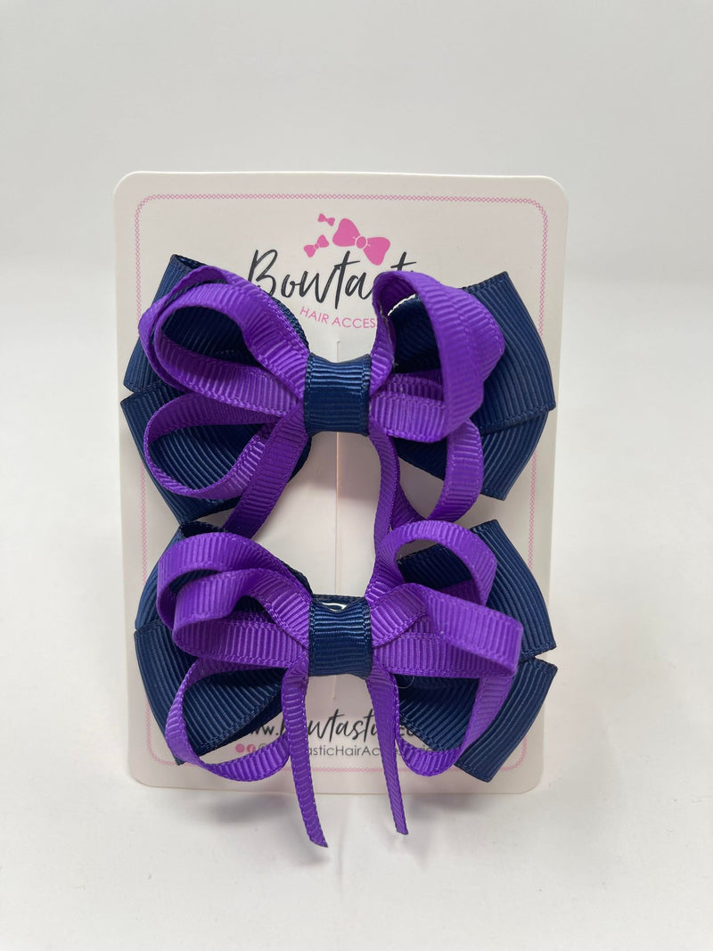 2.5 Inch Bows - Navy & Purple - 2 Pack