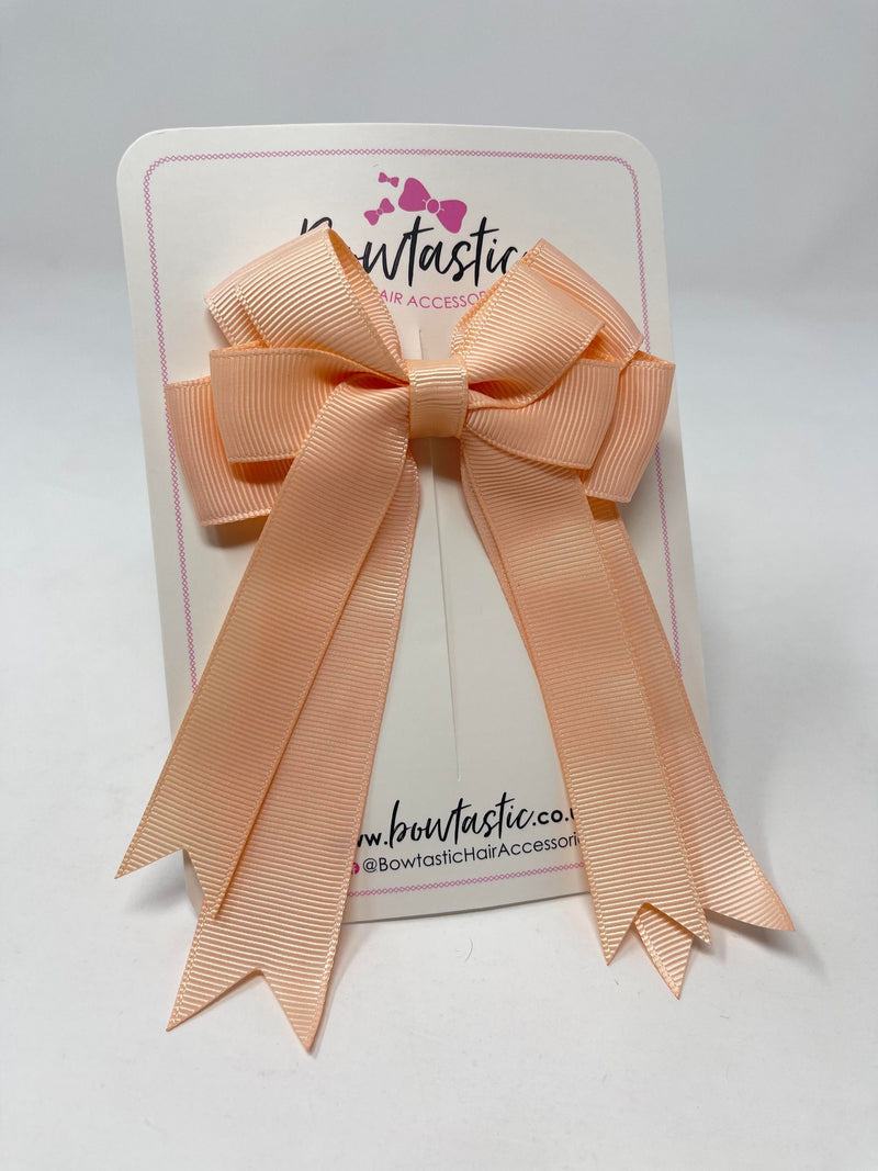 4 Inch Double Tail Bow - Petal Peach