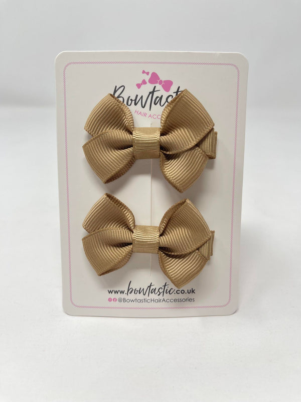 2 Inch Flat Bows Style 2 - Latte - 2 Pack