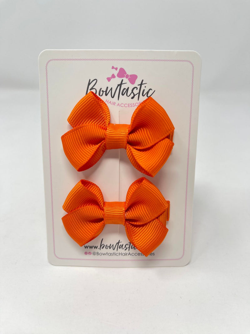 2 Inch Flat Bows Style 2 - Autumn Orange - 2 Pack