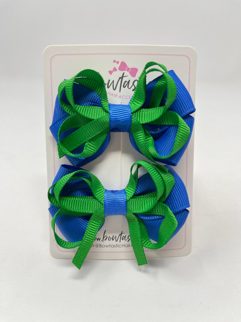 2.5 Inch Bows - Royal Blue & Emerald Green - 2 Pack