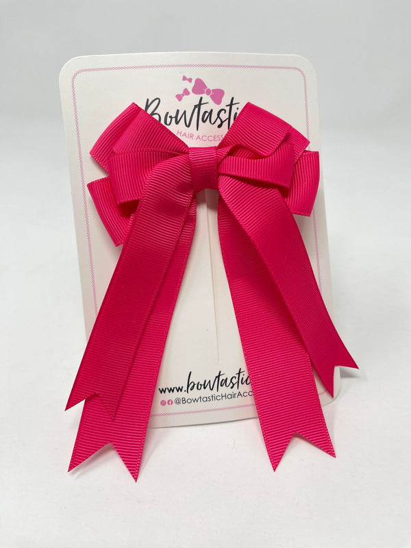 4 Inch Double Tail Bow - Shocking Pink