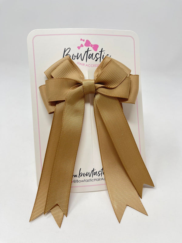4 Inch Double Tail Bow - Latte