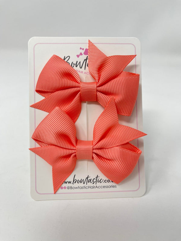 2.5 Inch Flat Bow Style 2 - Light Coral - 2 Pack