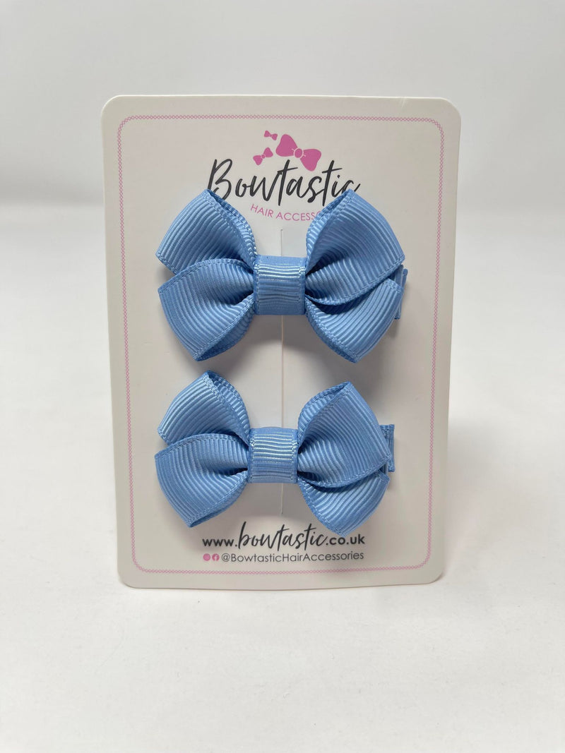 2 Inch Flat Bows Style 2 - French Blue - 2 Pack