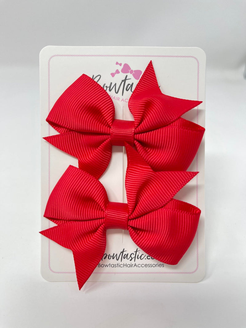 2.5 Inch Flat Bow Style 2 - Hot Red - 2 Pack