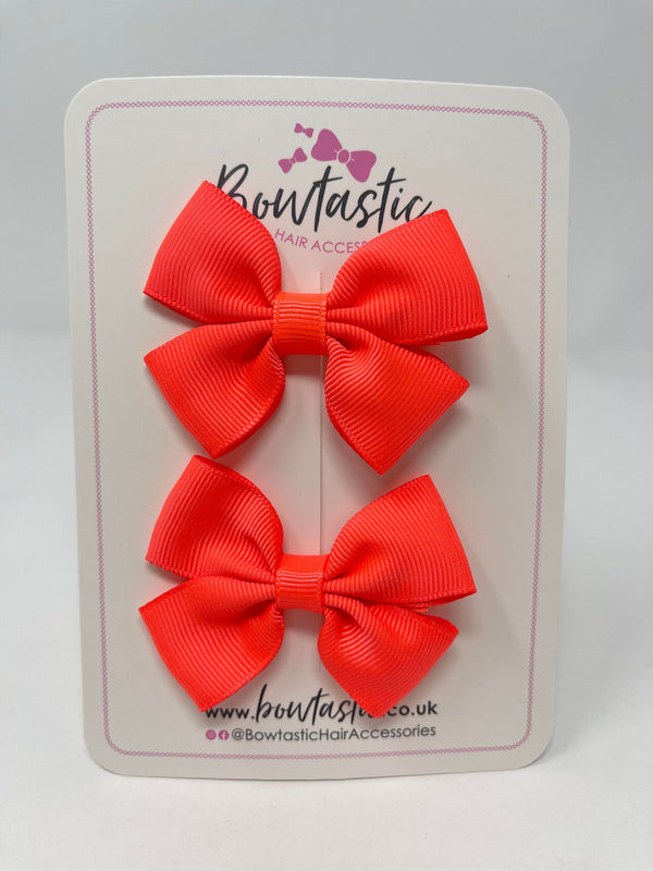 2.5 Inch Butterfly Bows - Neon Orange - 2 Pack