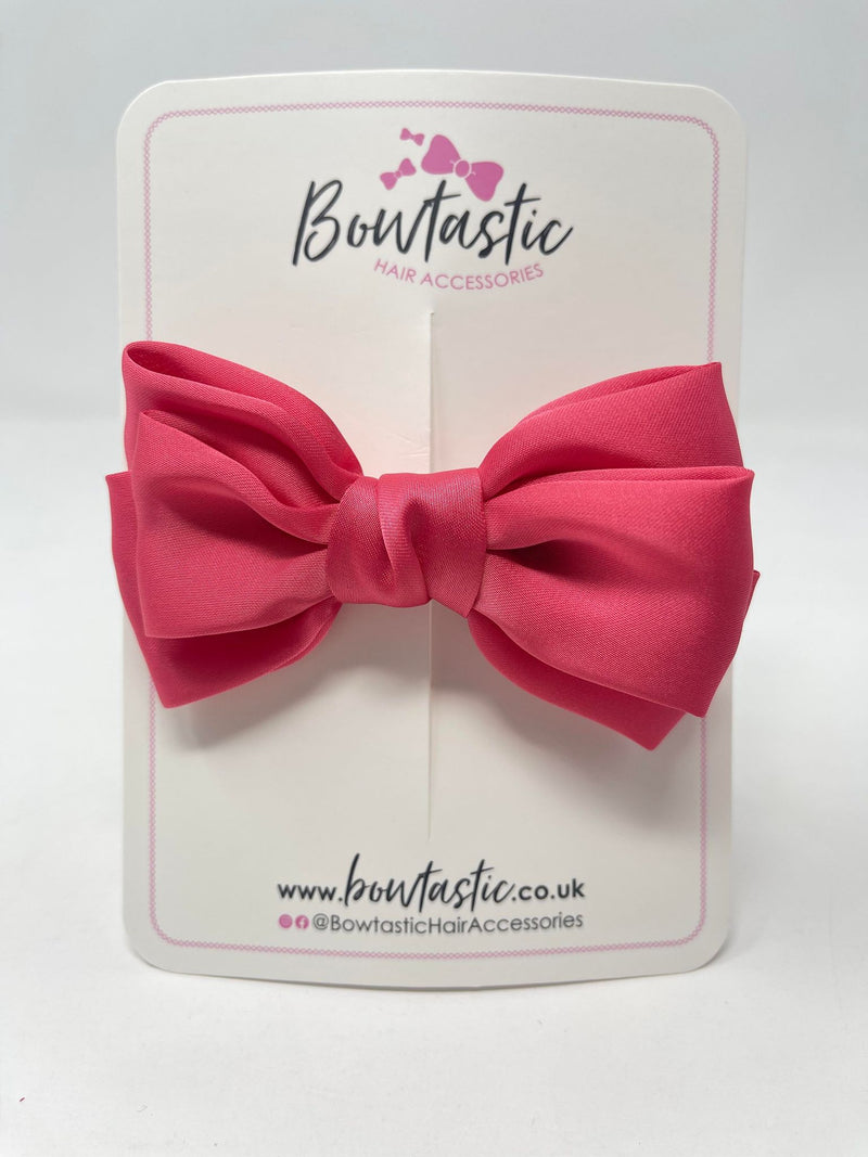 4 Inch Satin Bow - Coral Rose