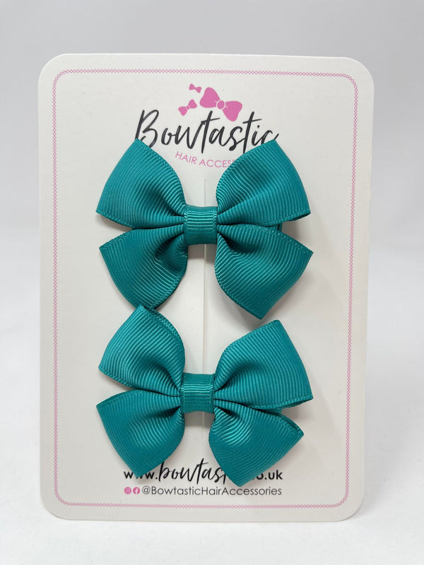 2.5 Inch Butterfly Bows - Jade Green - 2 Pack