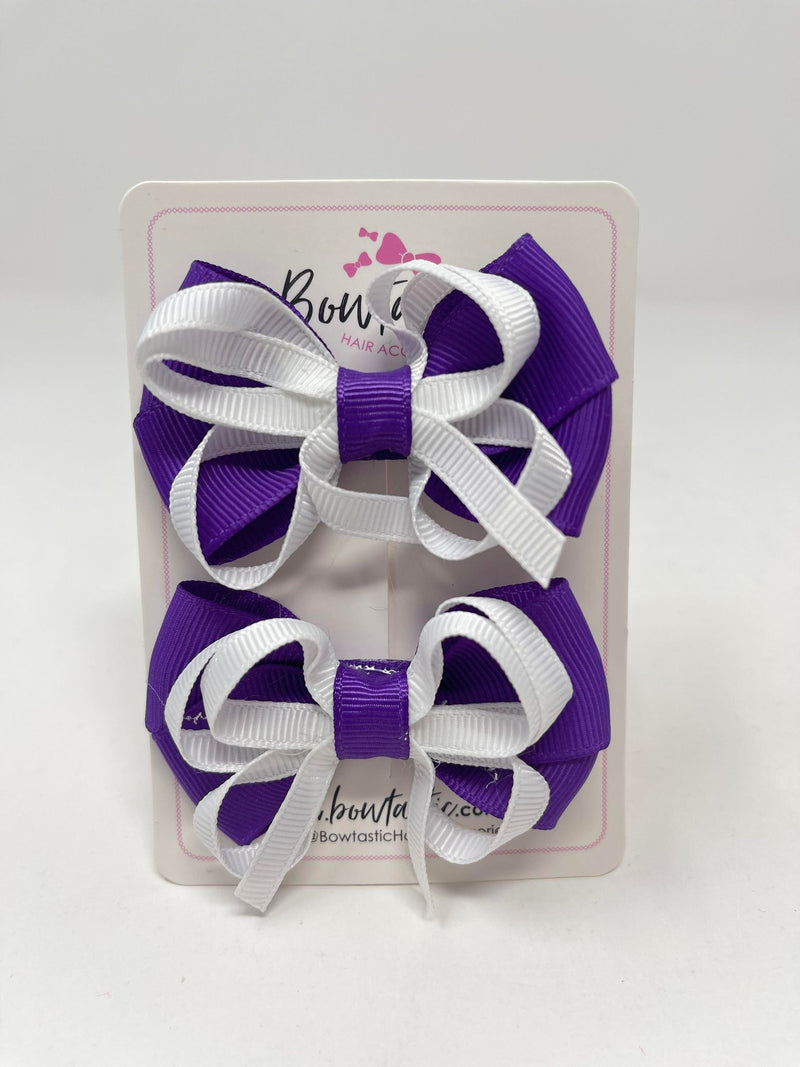 2.5 Inch Bows - Purple & White - 2 Pack