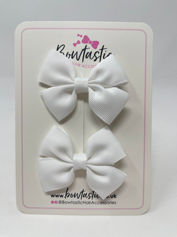 2.5 Inch Butterfly Bows - White - 2 Pack