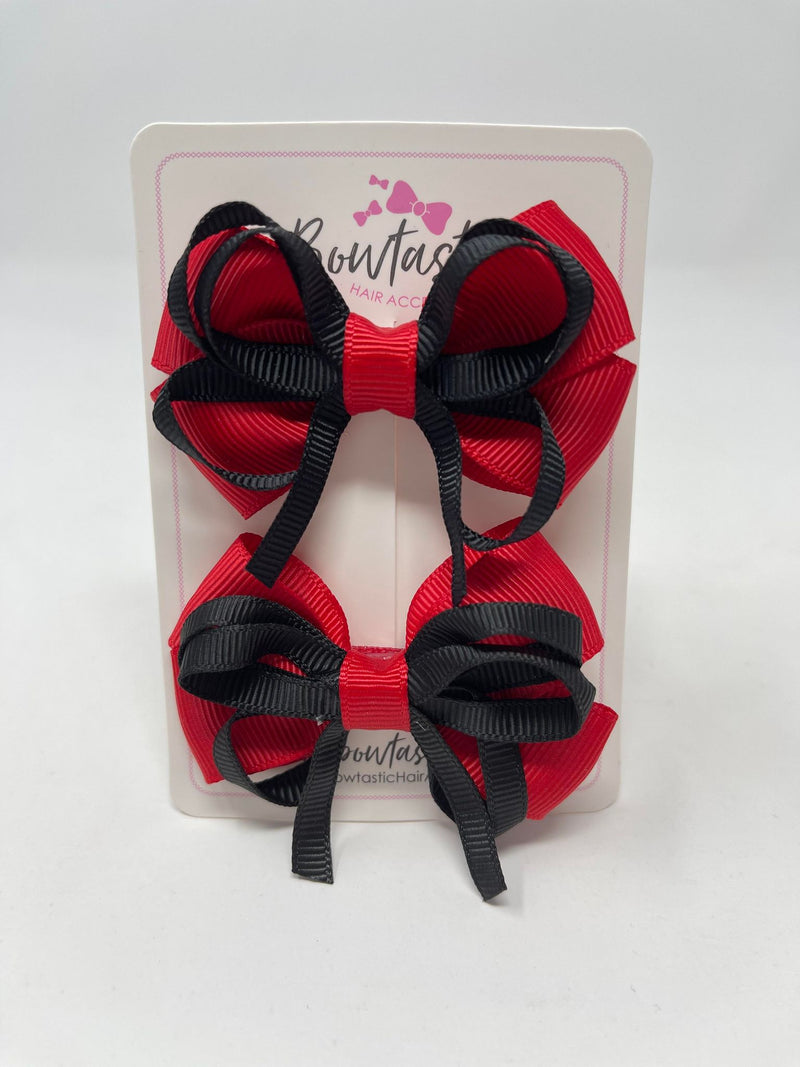 2.5 Inch Bows - Red & Black - 2 Pack