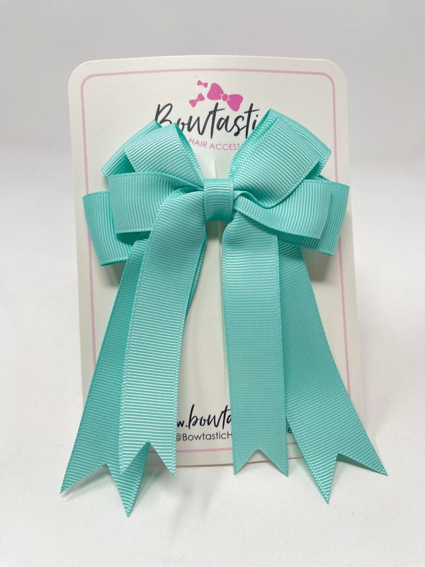 4 Inch Double Tail Bow - Aqua