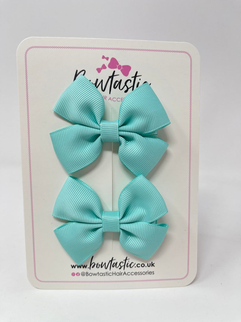 2.5 Inch Butterfly Bows - Aqua - 2 Pack