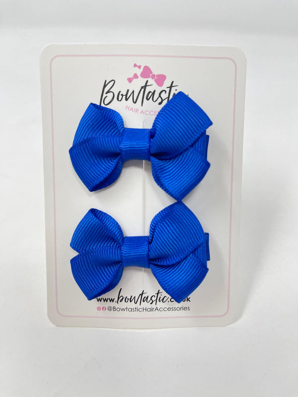2 Inch Flat Bows Style 2 - Electric Blue - 2 Pack