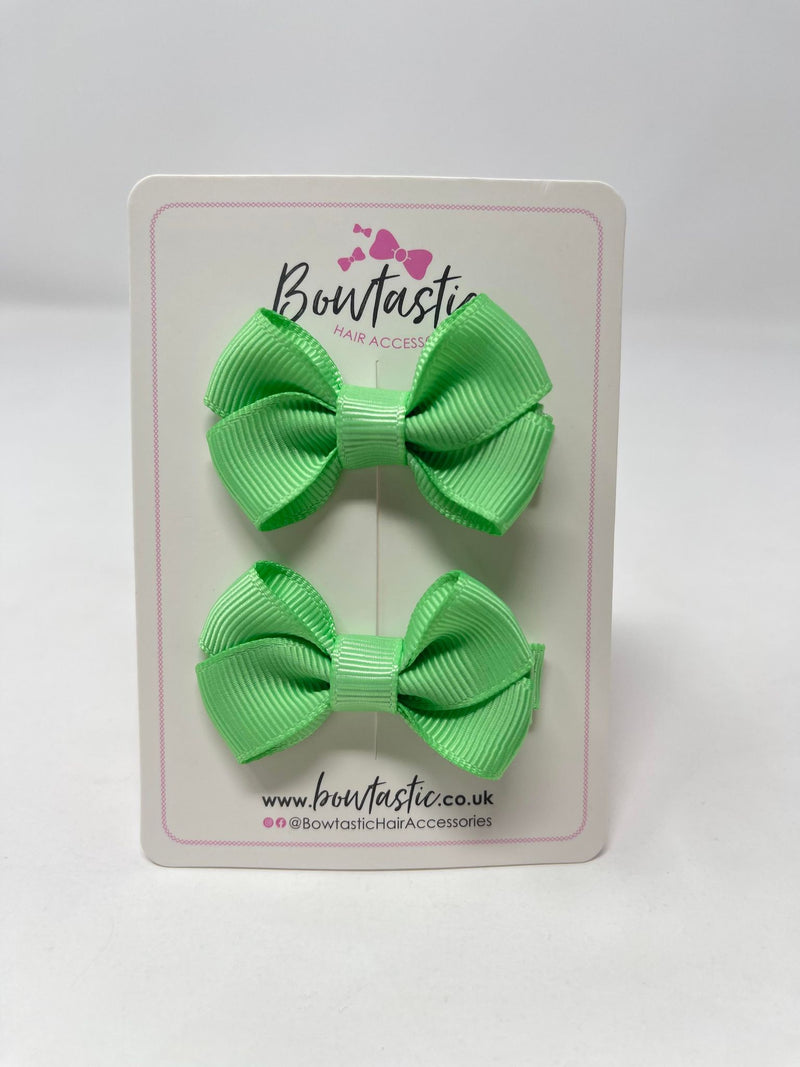 2 Inch Flat Bows Style 2 - Mint Green - 2 Pack