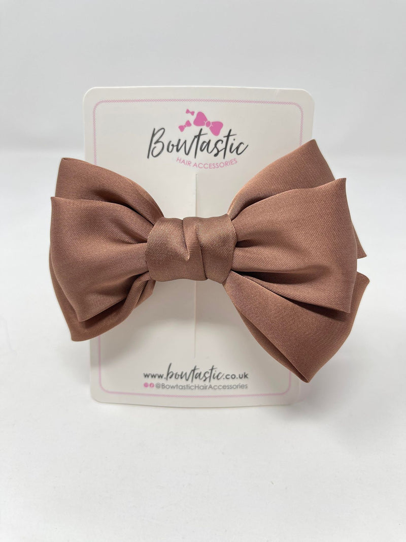 4 Inch Satin Bow - Pecan Brown