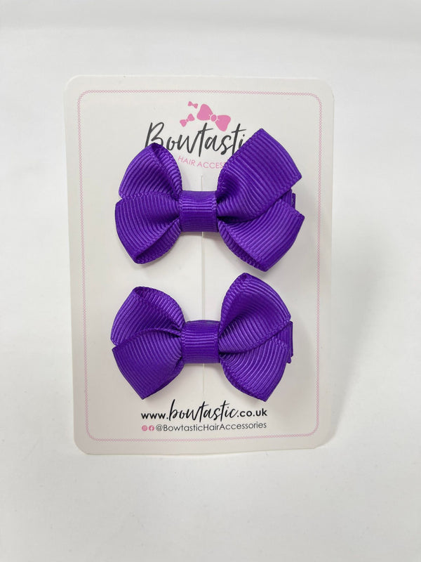 2 Inch Flat Bows Style 2 - Purple - 2 Pack