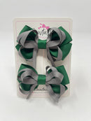 2.5 Inch Bows - Forest Green & Metal Grey - 2 Pack