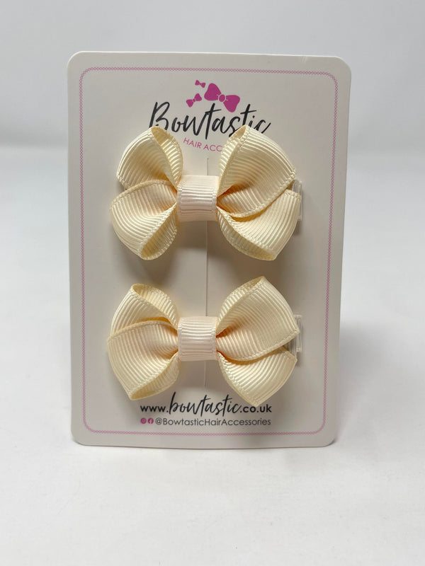 2 Inch Flat Bows Style 2 - Cream - 2 Pack