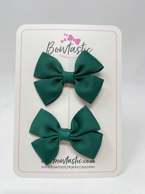 2.5 Inch Butterfly Bows - Hunter Green - 2 Pack
