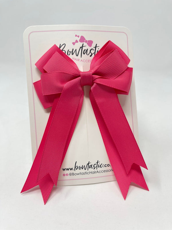 4 Inch Double Tail Bow - Camellia Rose