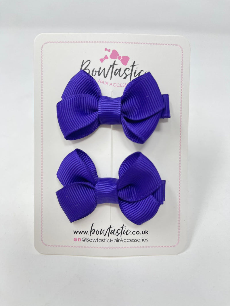 2 Inch Flat Bows Style 2 - Regal Purple - 2 Pack