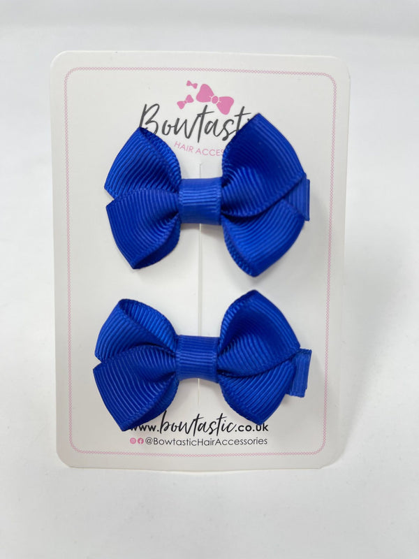 2 Inch Flat Bows Style 2 - Cobalt - 2 Pack