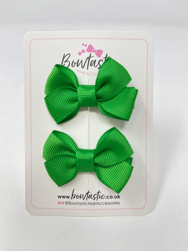 2 Inch Flat Bows Style 2 - Emerald Green - 2 Pack
