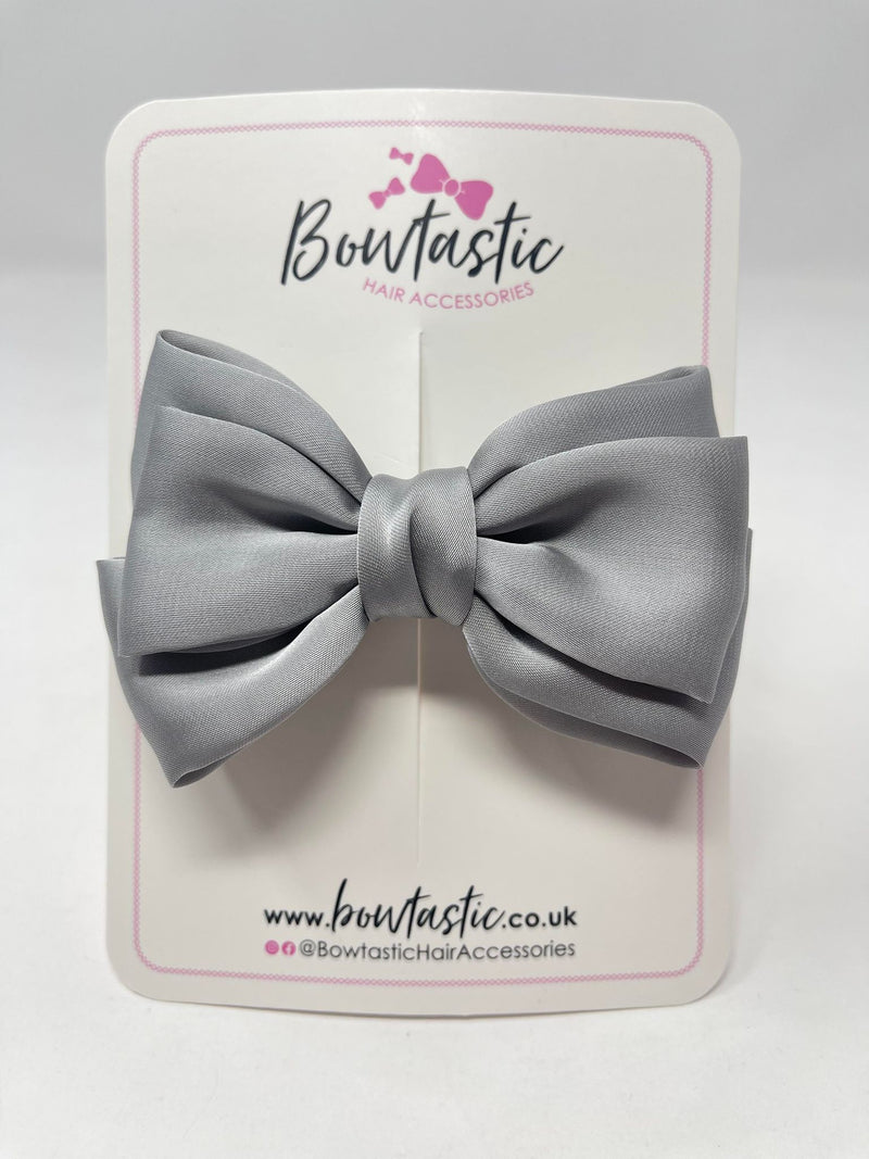 4 Inch Satin Bow - Silver