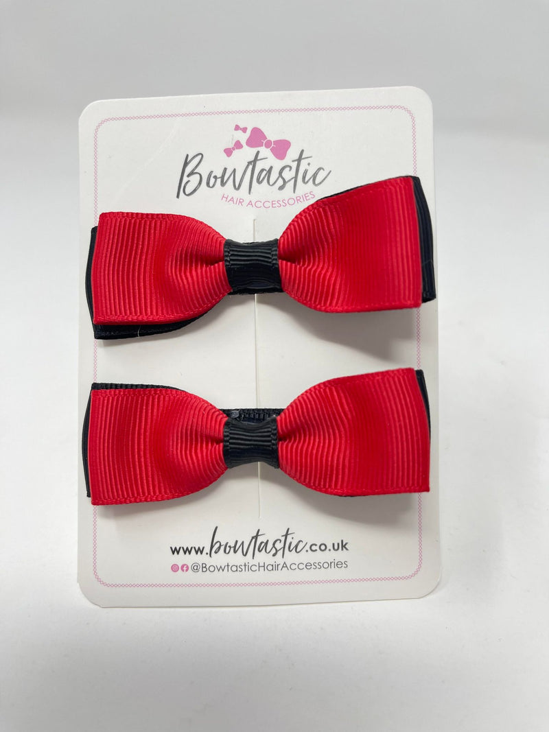 2.75 Inch Flat Bows - Red & Black - 2 Pack