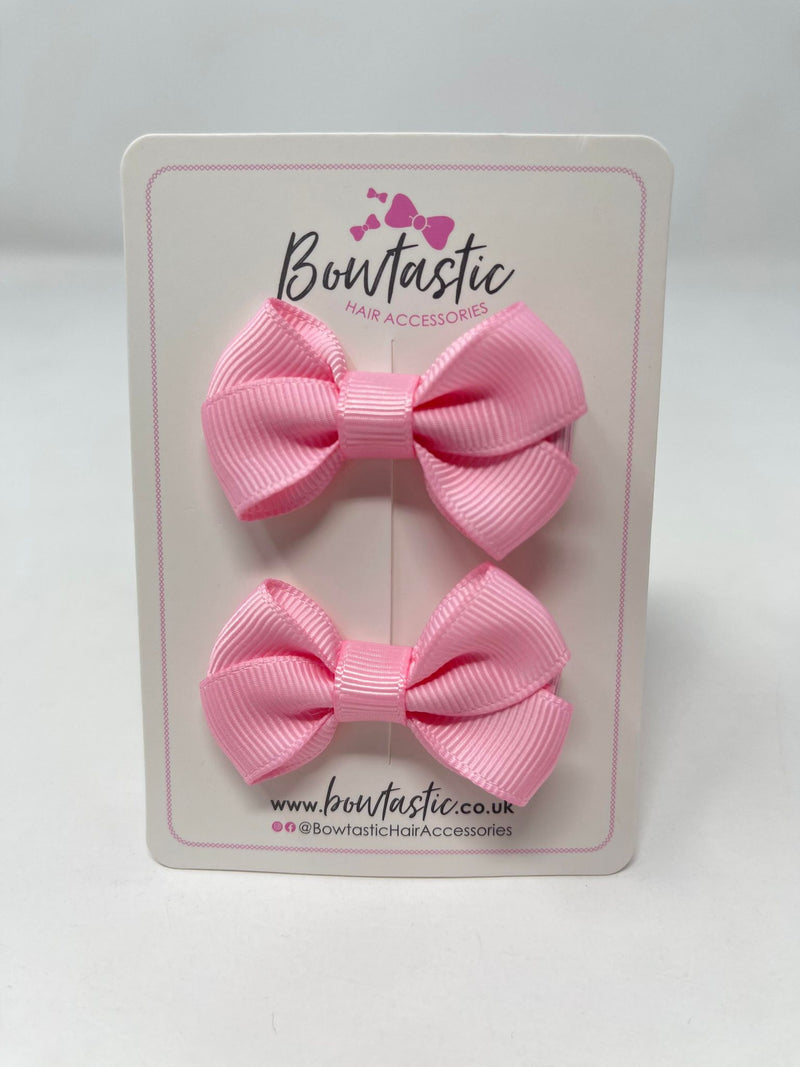 2 Inch Flat Bows Style 2 - Rose Pink - 2 Pack