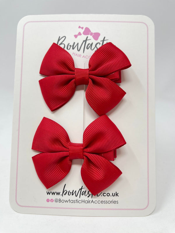 2.5 Inch Butterfly Bows - Scarlet Red - 2 Pack