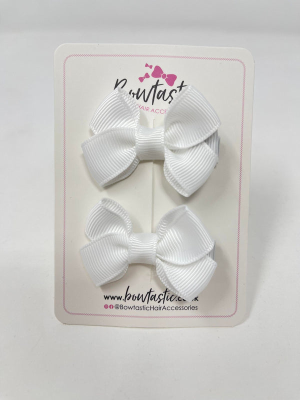 2 Inch Flat Bows Style 2 - White - 2 Pack