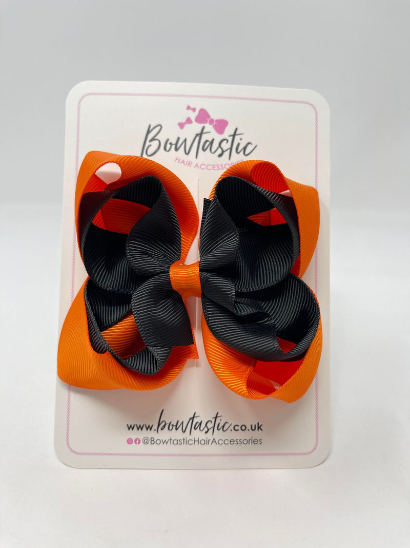 4.5 Inch Double Bow - Black & Orange