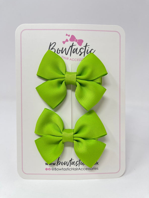 2.5 Inch Butterfly Bows - Apple Green - 2 Pack