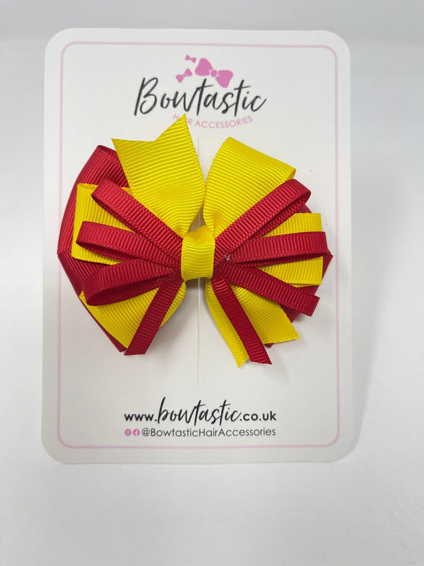 3.5 Inch Loop Bow - Red & Daffodil