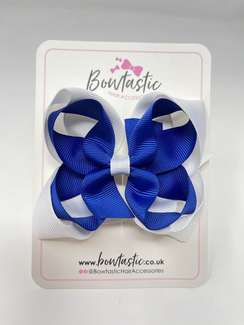 4.5 Inch Double Bow - Cobalt & White