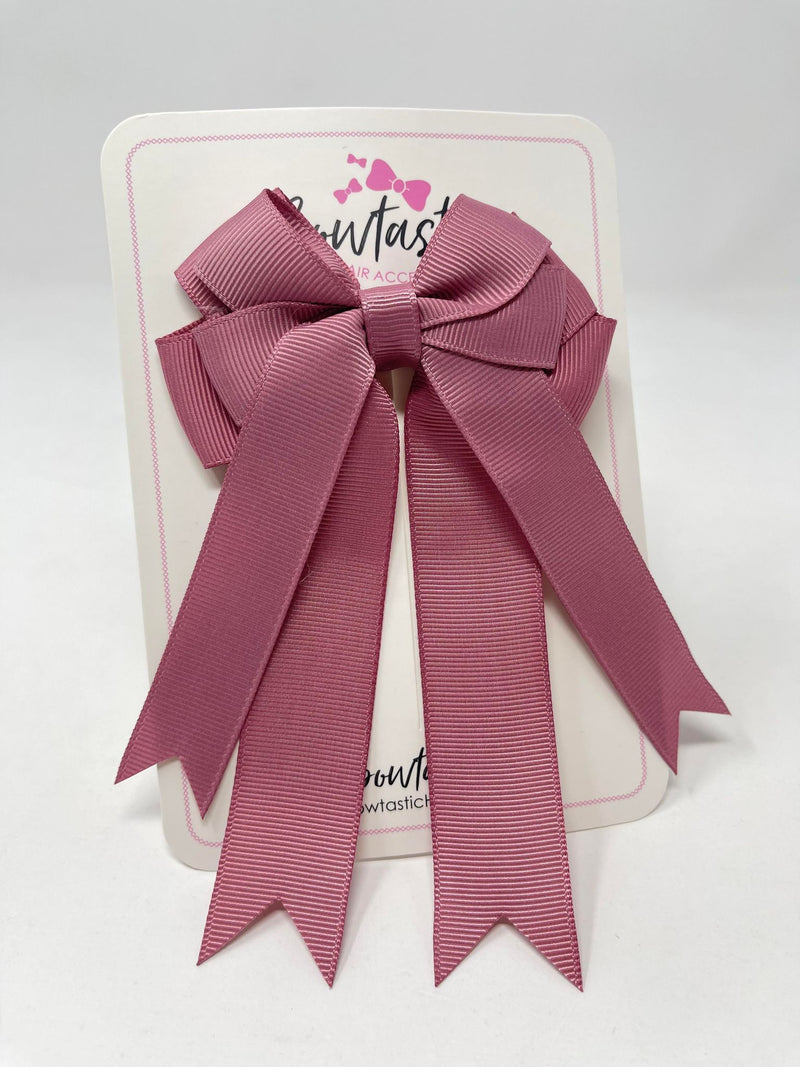 4 Inch Double Tail Bow - Rosy Mauve