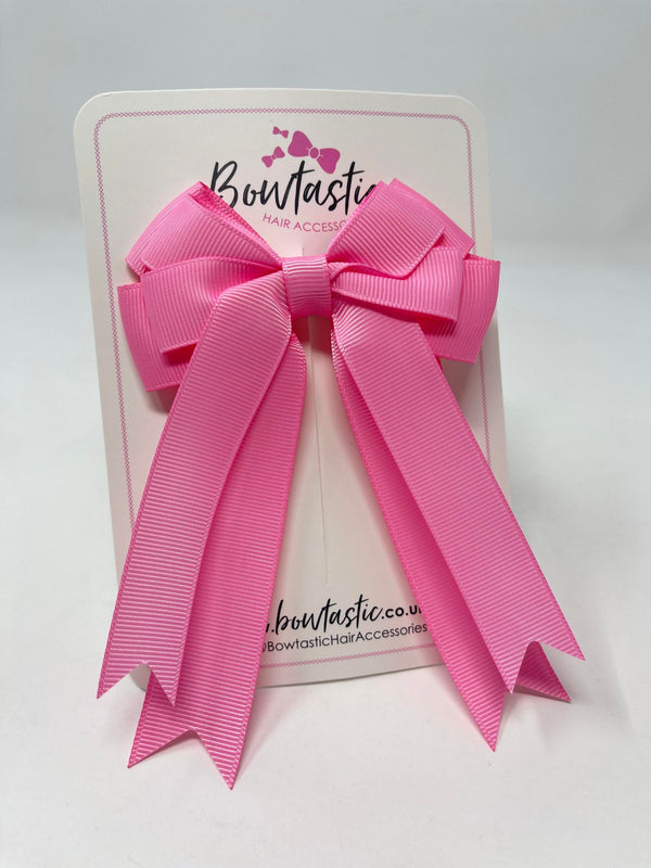 4 Inch Double Tail Bow - Geranium Pink