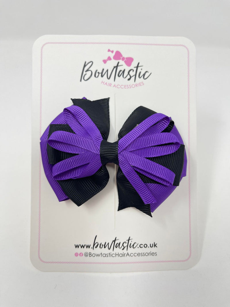 3.5 Inch Loop Bow - Purple & Black